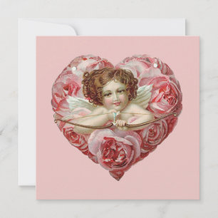 Cute vintage Valentine Angel Holiday Card
