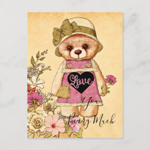 Cute vintage valentine bear postcard