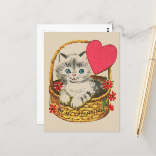 Cute vintage Valentine cat  Postcard