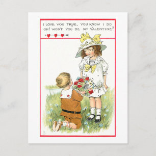 Cute Vintage Valentine Children Postcard