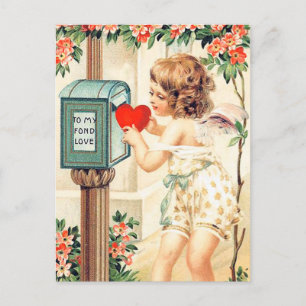 cute vintage Valentine girl Holiday Postcard