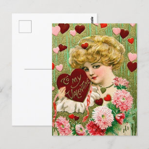 cute vintage Valentine lady  Postcard