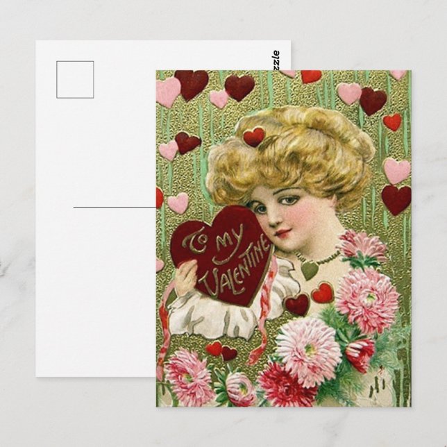cute vintage Valentine lady  Postcard (Front/Back)