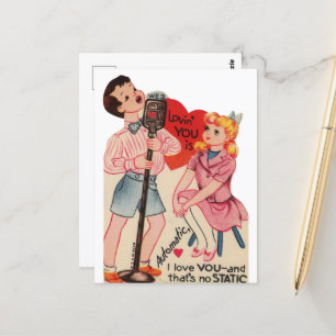 cute vintage Valentine static  Postcard