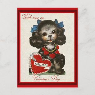 Cute Vintage Valentine's Day Dog Postcard