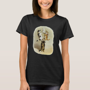 Cute Vintage Victorian Cats Kittens Playing, Humou T-Shirt