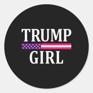 Cute Vintage Vote Trump Girl Republican Us Flag 20 Classic Round Sticker