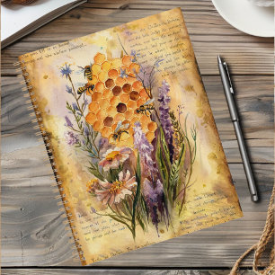 Cute Vintage Watercolor Honey Bee Honeycomb Planner