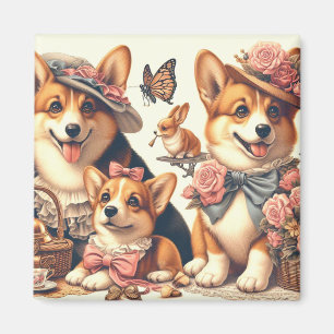 Cute Vintage Welsh Corgi Cardigan Magnet