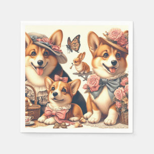 Cute Vintage Welsh Corgi Cardigan Napkin