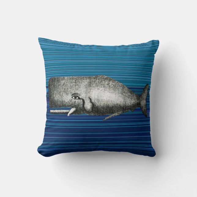 Cute Vintage Whale Pillow (Front)