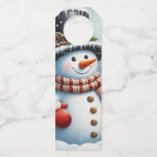 Cute, Vintage/Whimsical Christmas/winter snowman Bottle Tag