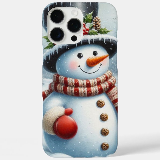 Cute, Vintage/Whimsical Christmas/winter snowman Case-Mate iPhone Case (Back)