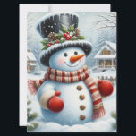 Cute, Vintage/Whimsical Christmas/winter snowman Holiday Card<br><div class="desc">.</div>