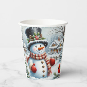 Cute, Vintage/Whimsical Christmas/winter snowman Paper Cups