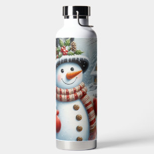 Cute, Vintage/Whimsical Christmas/winter snowman Water Bottle