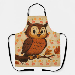 Cute, vintage whimsical fall/autumn owl apron