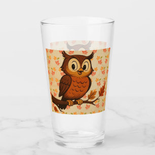 Cute, vintage whimsical fall/autumn owl glass
