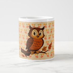 Cute, vintage whimsical fall/autumn owl large coffee mug