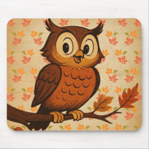 Cute, vintage whimsical fall/autumn owl mouse mat