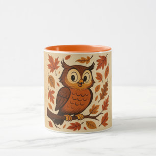 Cute, vintage whimsical fall/autumn owl mug