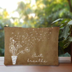 Cute Vintage White Outline Dandelions in Wind Accessory Pouch