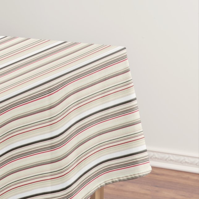 Cute vintage white red stripes tablecloth (In Situ)