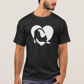 Cute Vintage Who Loves Cats Black Cat  White Heart T-Shirt