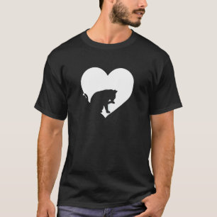 Cute Vintage Who Loves Cats Black Cat White Heart T-Shirt