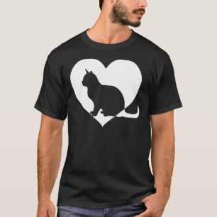 Cute Vintage Who Loves Cats Black Cat White Heart T-Shirt