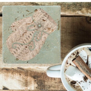 Cute vintage winter rustic knit mitten snowflake stone coaster