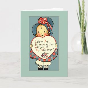 Cute Vintage WWI Valentine Greeting for Soldier Holiday Card