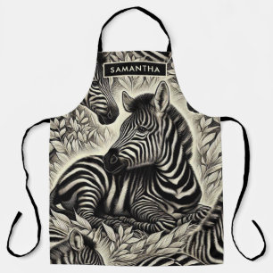 Cute Vintage Zebra Pattern Apron