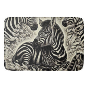 Cute Vintage Zebra Pattern Bath Mat