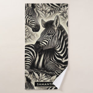 Cute Vintage Zebra Pattern Bath Towel