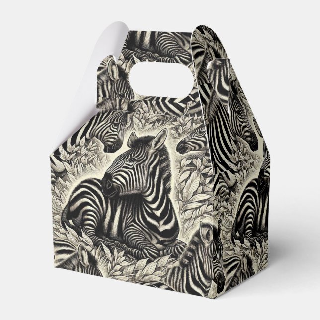 Cute Vintage Zebra Pattern Favour Box (Front Side)