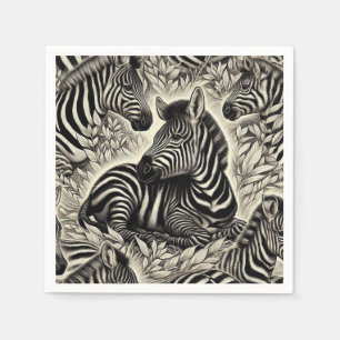 Cute Vintage Zebra Pattern Napkin
