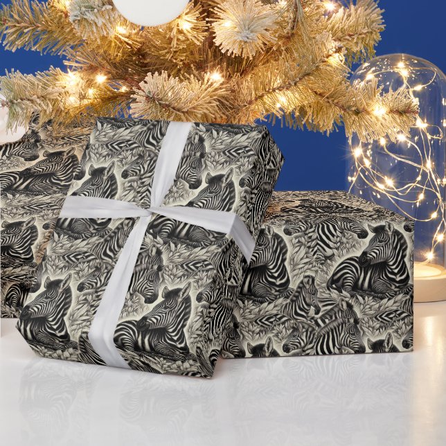 Cute Vintage Zebra Pattern Wrapping Paper (Holidays)