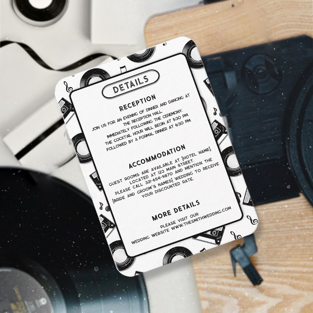 Cute Vinyl Record Retro Music Wedding Details   Enclosure Card (Creator Uploaded)