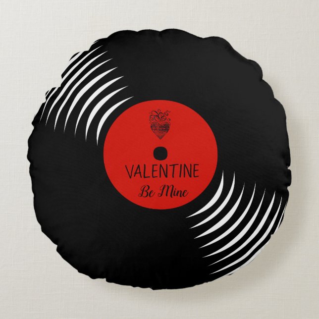Cute Vinyl Record Valentine Pillow (Front)