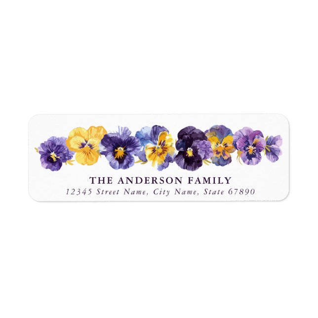 Cute Violet Flowers Return Address Labels (Front)