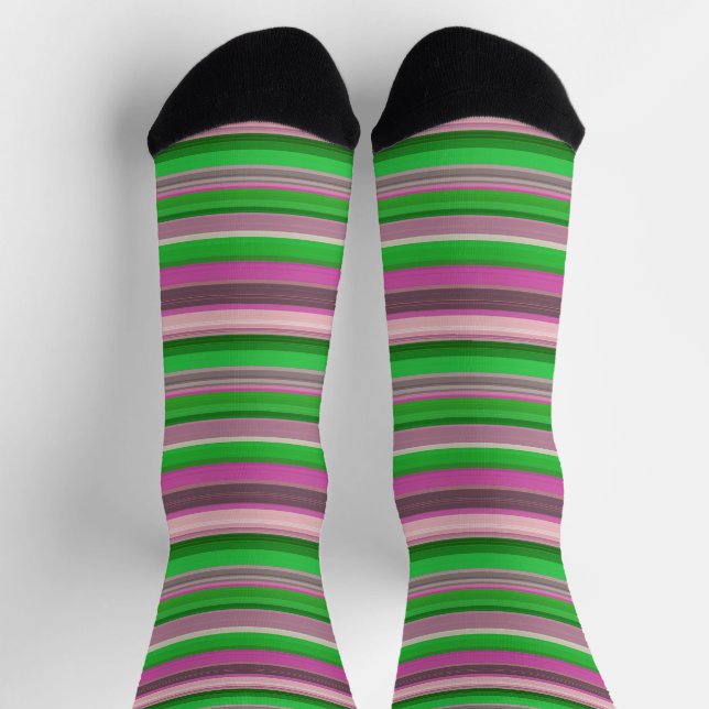 Cute violet green stripes socks (Top)