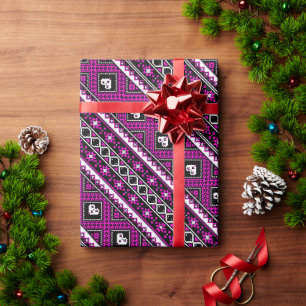 Cute violet lovely ukrainian patterns decorative wrapping paper