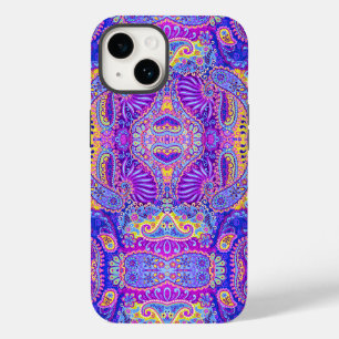Cute violet paisley pattern Case-Mate iPhone 14 case