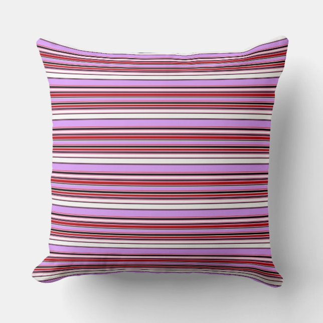 Cute violet red stripes cushion (Front)