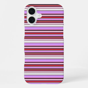 Cute violet red stripes iPhone 16 plus case