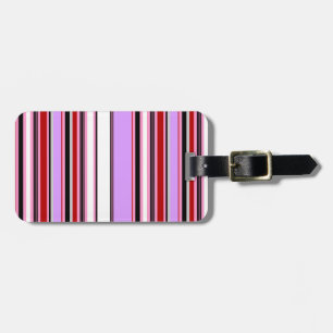 Cute violet red stripes luggage tag