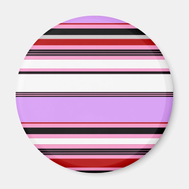 Cute violet red stripes magnet (Front)