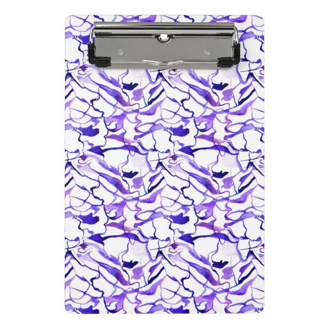 Cute violet watercolor abstract lines pattern mini clipboard (Front)