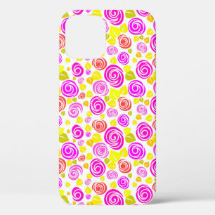 Cute violet yellow spring roses patterns iPhone 12 pro case